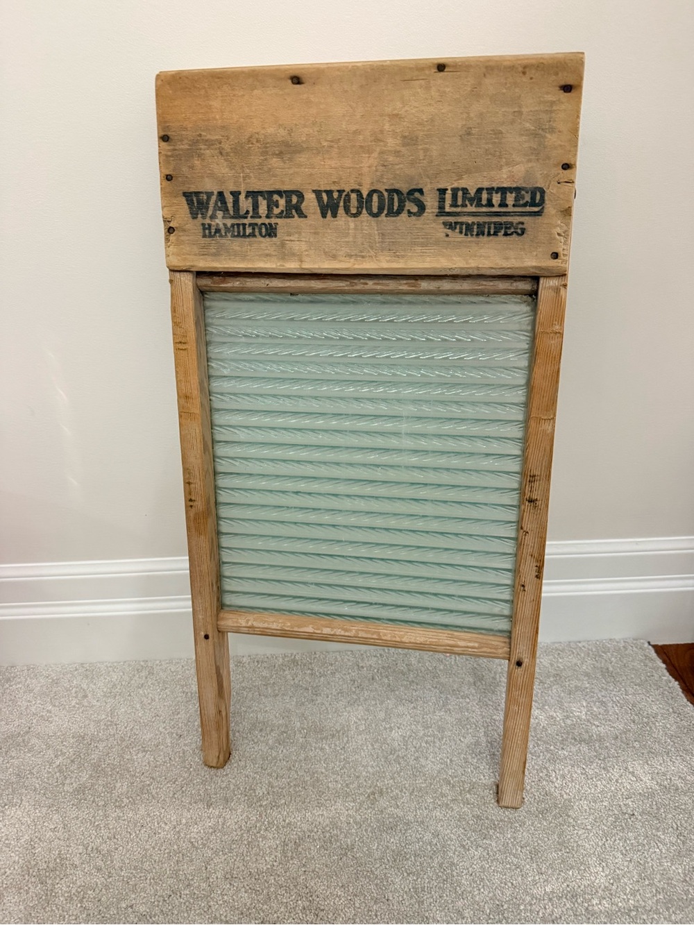 The Limited Wooden Washboard with Light Aqua Glass Scrubbing Panel